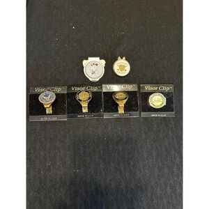 Lot Of 6 Assorted Golf Visor Clips